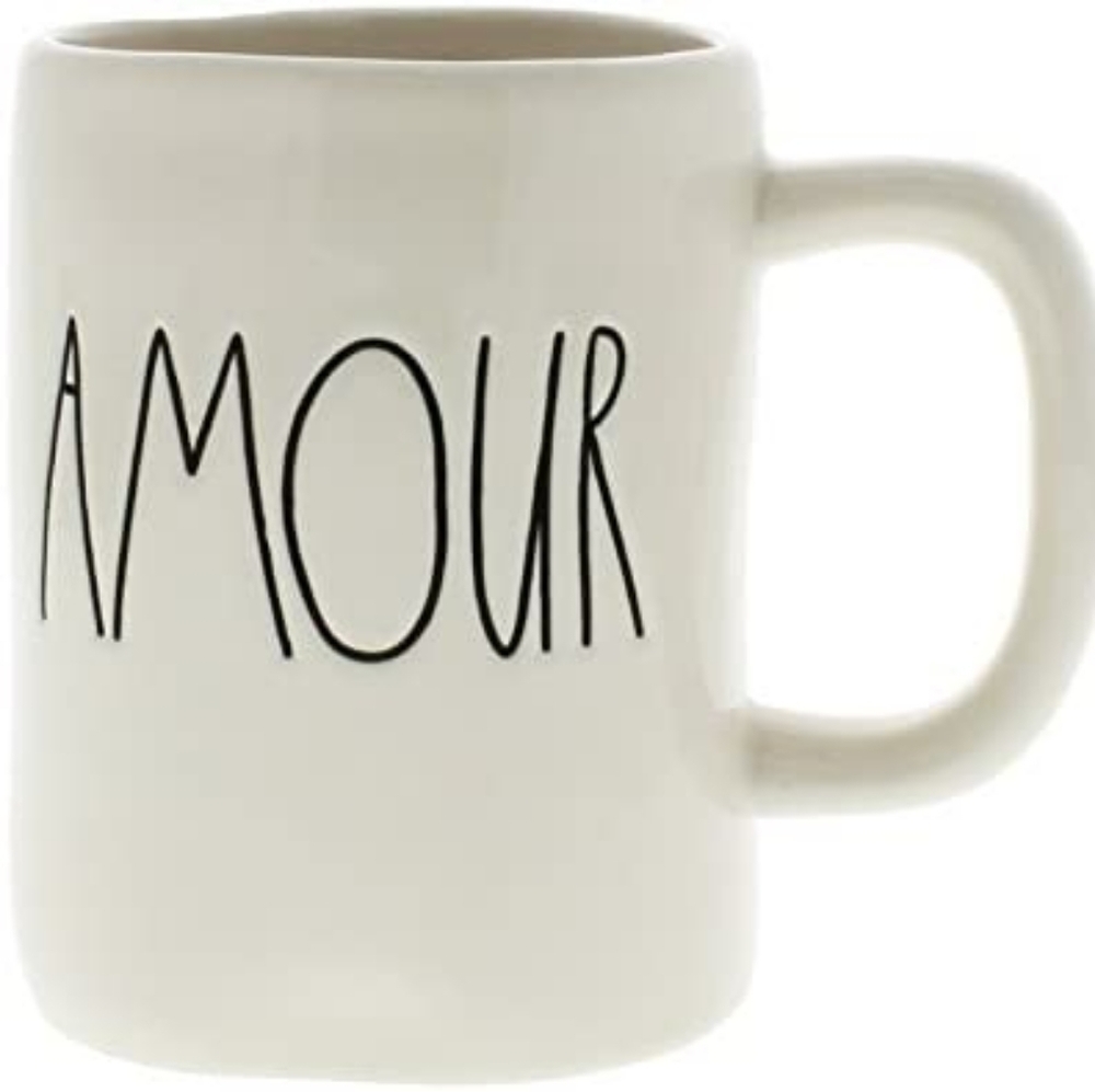 RAE DUNN by Magenta Amour Ceramic Coffee Mug White NWOT